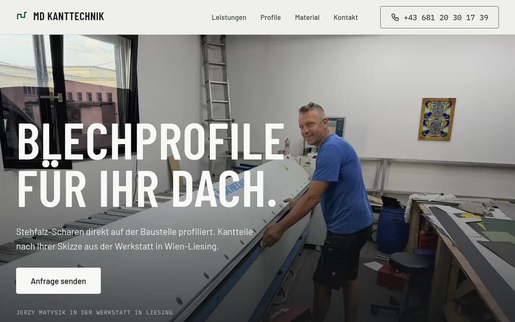 Die Website von MD Kanttechnik
