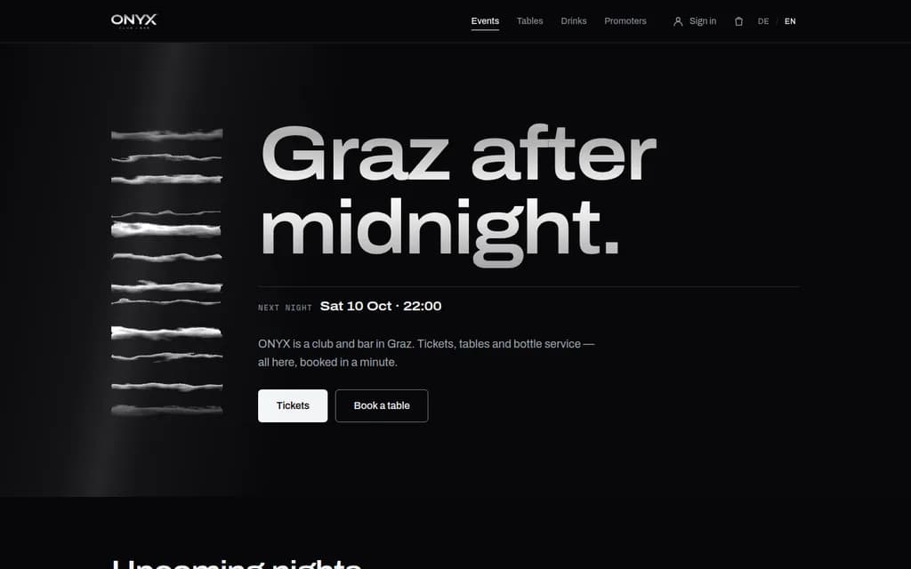 Die Website von ONYX Graz