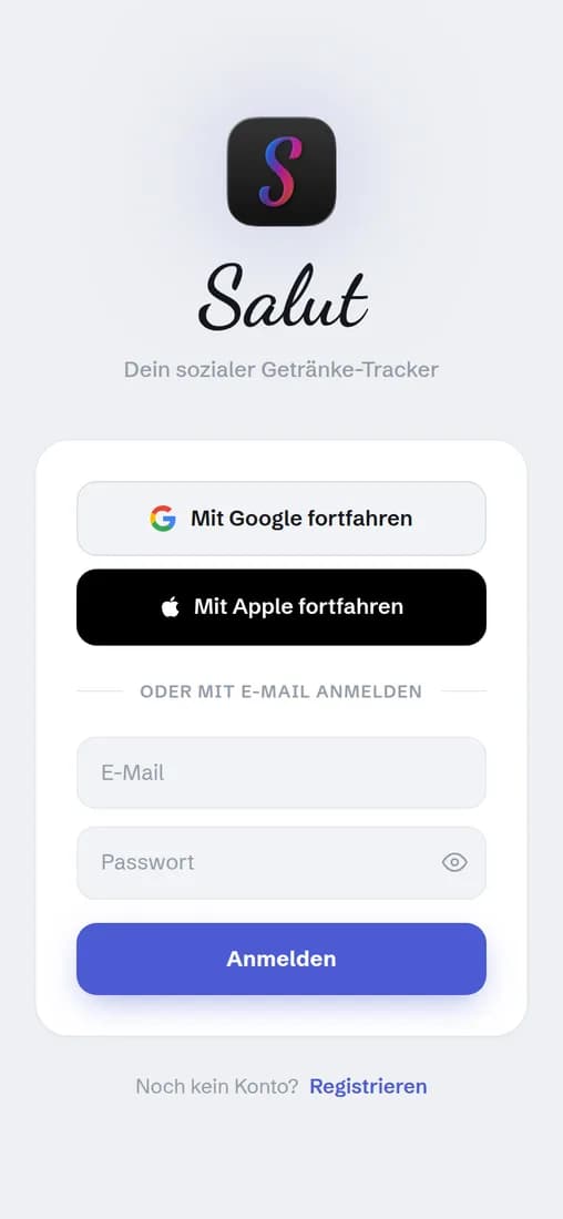 Salut: Anmeldung in der App mit Google, Apple oder E-Mail