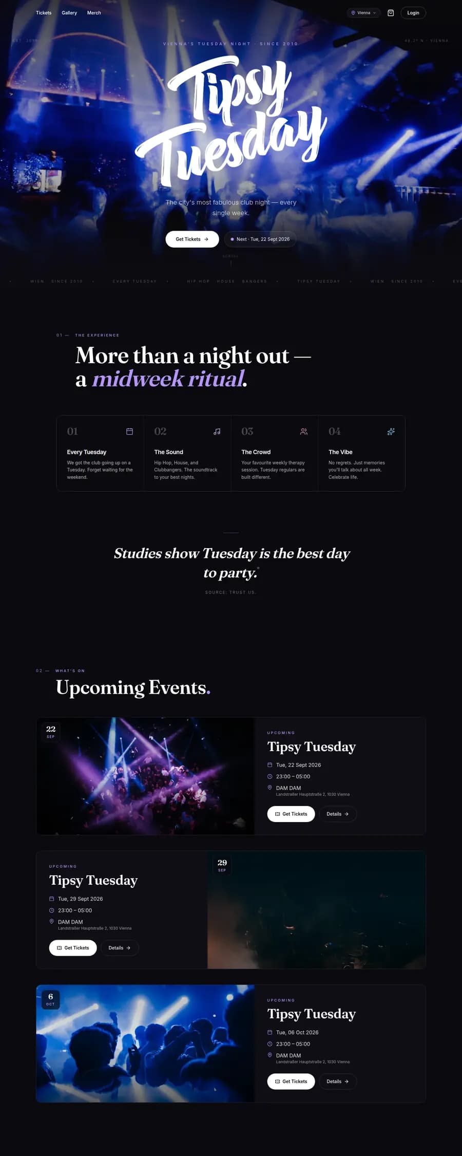 The website bown built for Tipsy Tuesday