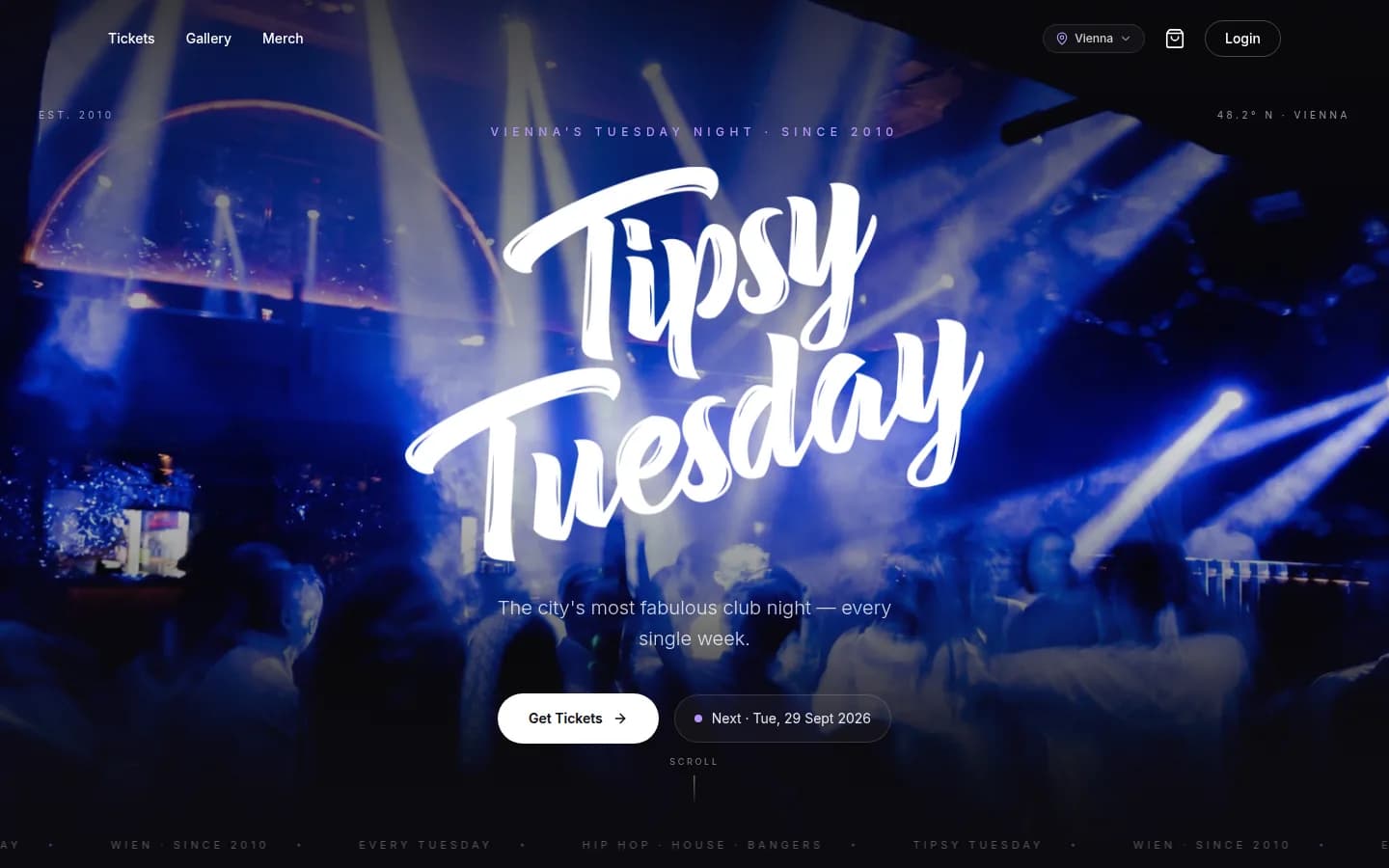 Website Tipsy Tuesday, von bown gebaut