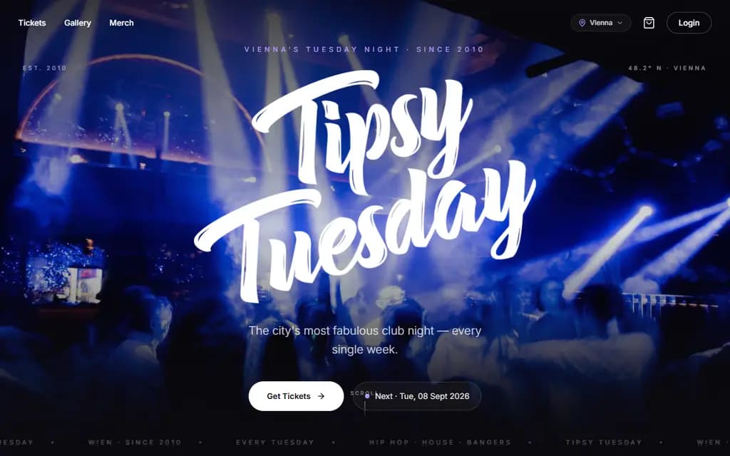 Website von Tipsy Tuesday